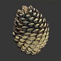 Vibrant Pine Cone with Yellow and Blue Accents and Scaly Texture on Black Background