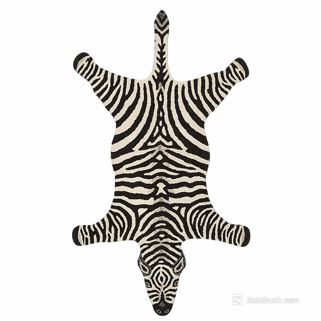Stylish Square Rug With Zebra Striped Pattern For Modern Home Decor 3d model