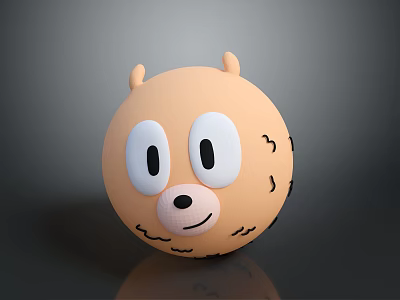 Cute Round Orange Cartoon Bear Face Soft Toy With Small Ears And Big Eyes 3d model Cute Round Orange Cartoon Bear Face Soft Toy With Small Ears And Big Eyes 3d model