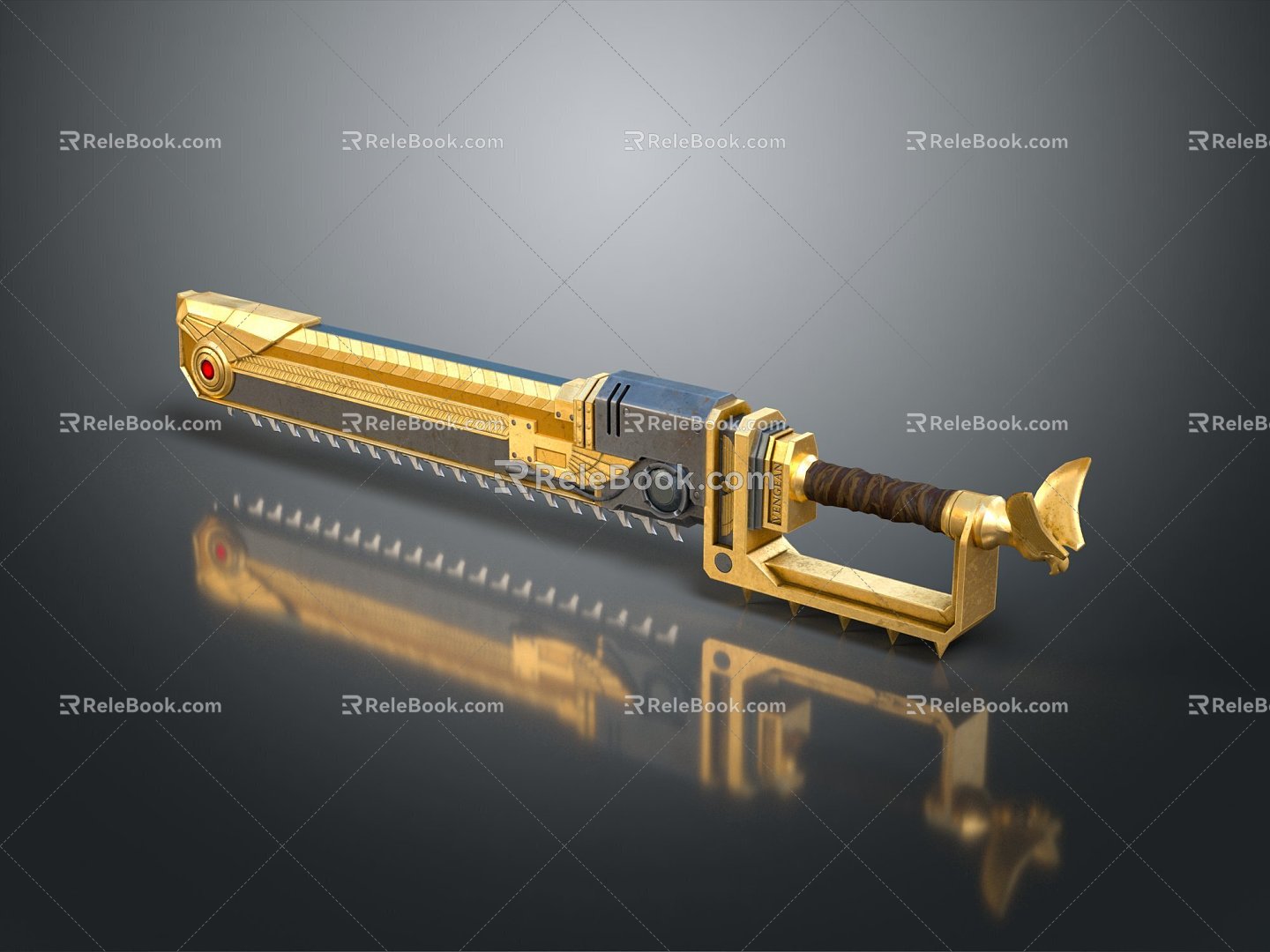 Modern Chain Saw Knife Chain Saw Weapon Dagger 3d model