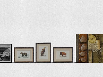 Stylish Home Wall Decor With Framed Paintings And Decorative Art Piece 3d model