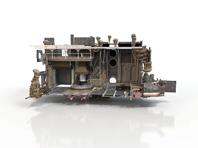 Complex Industrial Machinery Equipment With Platform Mechanical Components And Wheels 3d model