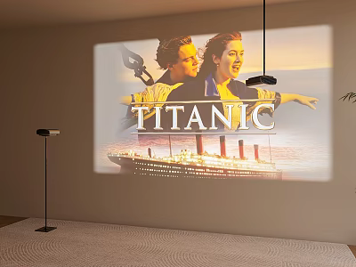 Projection Monitoring System Displaying Titanic Movie Scene With Characters And Ship 3d model