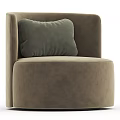 Comfortable Gray Velvet Single Sofa With Soft Pillow And Modern Design 3d model