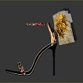 Women's High Heels with Red Yellow Feather Decor White Black Thin Heel Ankle Strap Style