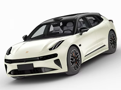 Sleek Modern White Coupe Car With Streamlined Design Black Roof And Black Alloy Wheels 3d model