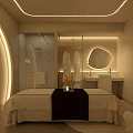 SPA Sauna Interior Design With Massage Table Hanging Robes Comfortable Seating And Soft Lighting 3d model
