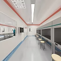 Hospital Outpatient Room With Medical Staff In Green Uniforms Blue Caps Masks And White Robot