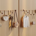 Modern Elegant Coat Rack On Wooden Wall With Bags Clothes Hat And Umbrella