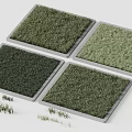 Grass Tiles In Various Green Shades With Square Shape And Scattered Blades