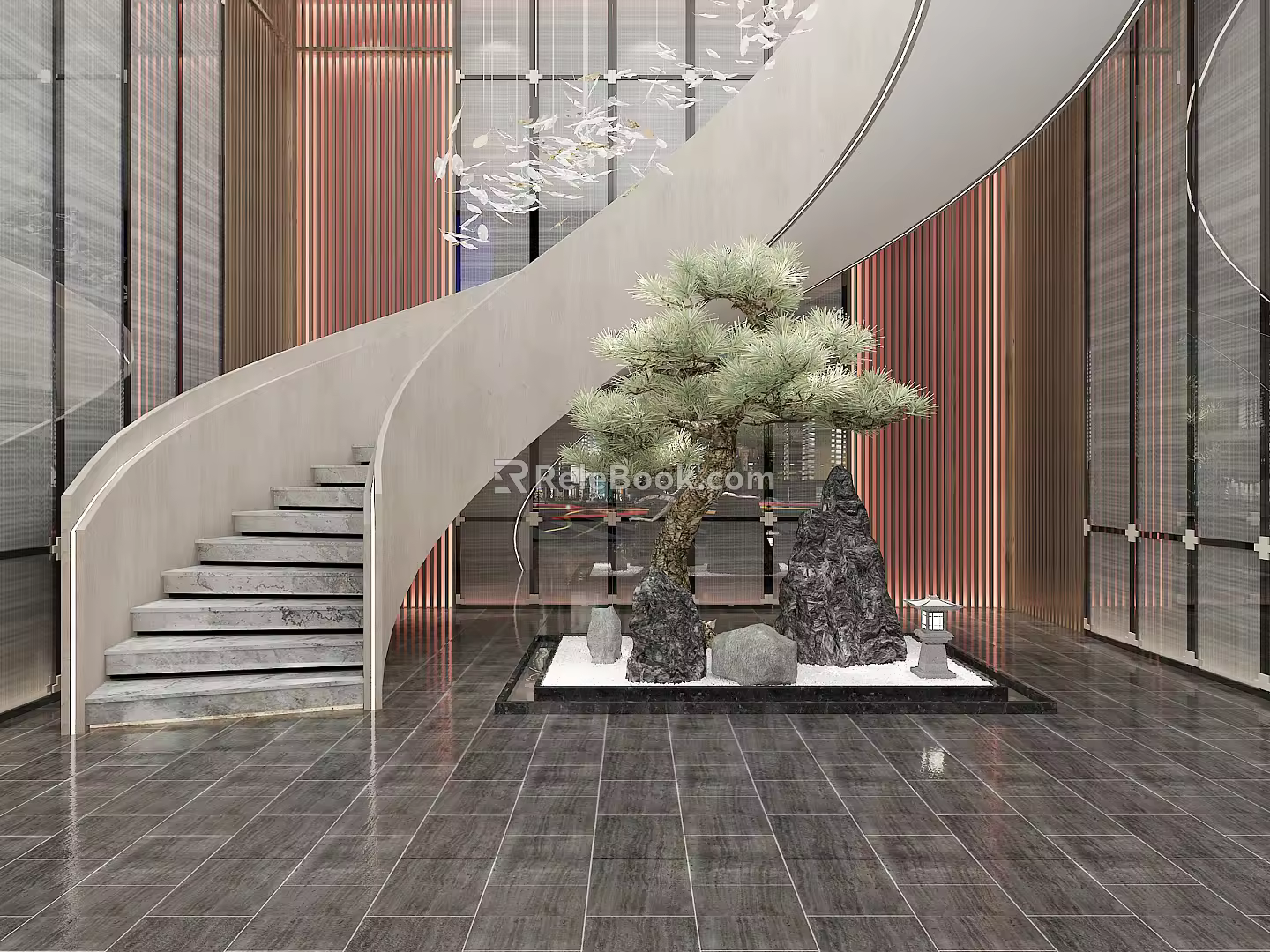 modern revolving staircase 3d model