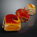 Appetizing Pastries With Red Glaze And Yellow Accents On Dark Background