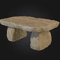 Rustic Solid Stone Table With Natural Texture And Sturdy Legs For Home Decor