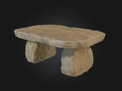 Rustic Solid Stone Table With Natural Texture And Sturdy Legs For Home Decor 3d model