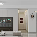 Modern Bright Open Plan Living And Dining Room With Smart TV And Stylish Interior Design