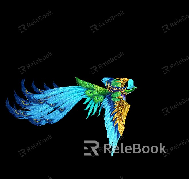 Blue Phoenix Phoenix Animation Peacock Animation Green Phoenix Phoenix Hand-painted Phoenix Phoenix Mount Qingluan Peacock Mount Hand-painted Peacock model