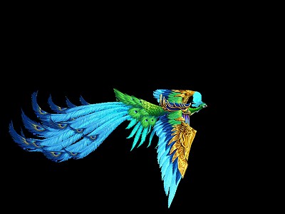 Blue Phoenix Animation Peacock Animation Green Phoenix Hand-painted Phoenix Mount Qingluan Peacock Mount Hand-painted Peacock model