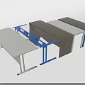 Modular Functional Desk With Blue Legs White Dark Tabletop And Mobile Design 3d model
