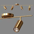 Modern Golden Track Lights With Adjustable Multiple Light Heads And Decorative Design 3d model