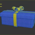 Decorative Blue White Polka Dot Gift Box With Yellow Ribbon And Bow For Gifting