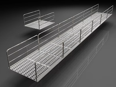 Metal Platforms With Perforated Surface And Safety Railings For Industrial Areas 3d model