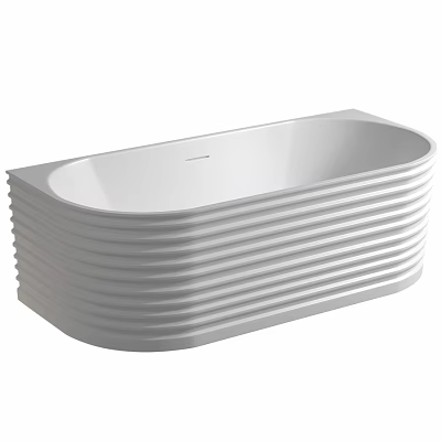 Stylish Modern White Freestanding Bathtub With Ribbed Exterior And Sleek Design 3d model