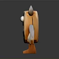 Cartoon Style Wooden Monster Figurine With Horns Big Eyes And Sharp Teeth