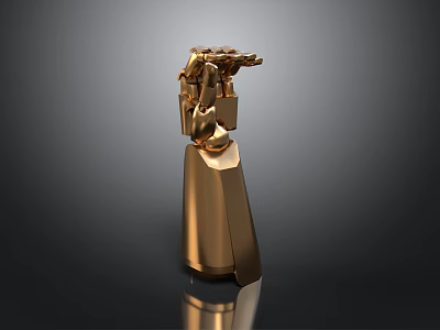 Golden Mechanical Equipment With Intricate Metallic Structure And Stable Base Design 3d model
