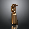 Golden Mechanical Equipment With Intricate Metallic Structure And Stable Base Design
