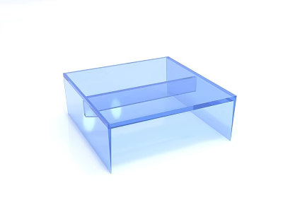 Modern Blue Transparent Acrylic Coffee Table With Simple Square Design For Living Room 3d model