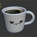 Everyday Household Item White Mug With Angry Face And Coffee Inside