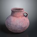 Handcrafted Reddish Brown Clay Sculpture Pot with Handle on Gray Background