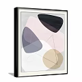 Abstract Artwork With Geometric Shapes Purple Black Pink Beige Framed Modern Wall Decor
