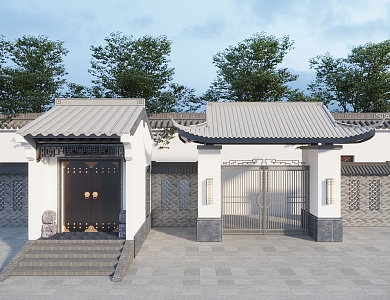 Chinese Style Villa Courtyard Door Head Chinese Style Door Head Huizhou Architecture Door Head 3d model