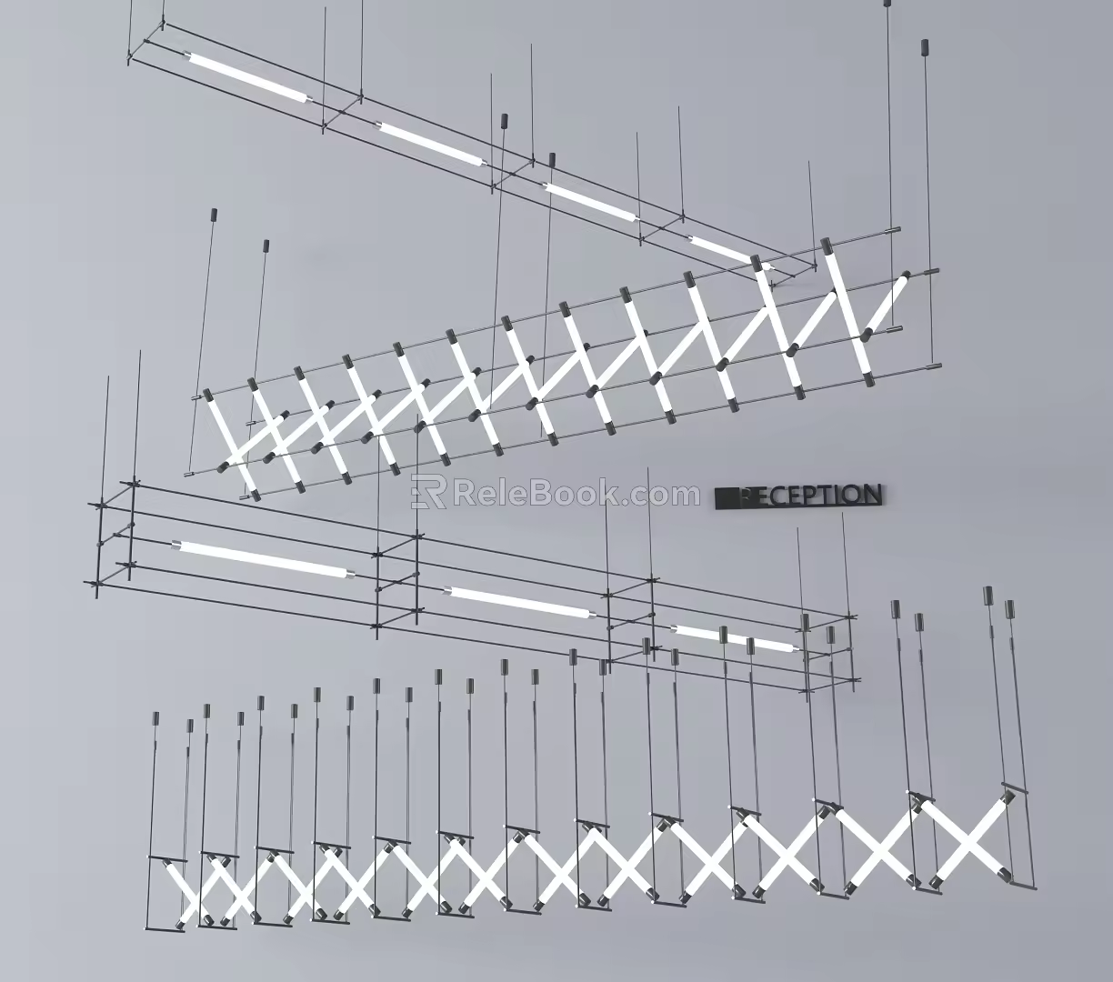 Modern lamps and lanterns combination fluorescent lamp spotlight 3d model