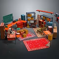 Various Modern Furniture Collection Including Bookshelves Tables Chairs Cabinets Rugs And Desks