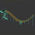 Outdoor Orange Curved Slide With Metal Support Structure And Staircase
