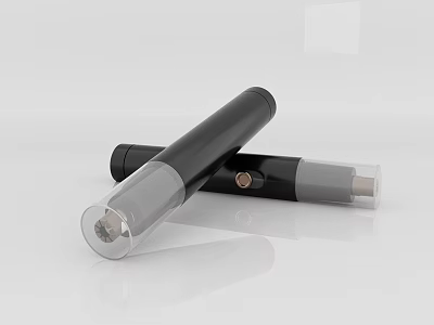 Modern Black Electronic Cigarette Devices With Transparent Cartridge And Battery 3d model