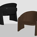 Modern Leather Leisure Chairs In Black And Brown With Curved Backrest Design