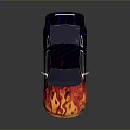 Sleek Sports Car With Vibrant Red Orange Flame Design And Black Exterior