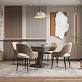 Elegant Hotel Mahjong Room Interior With Round Table Comfortable Chairs And Decorative Lighting