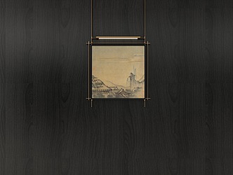 Living Room Bedroom Study Hanging Painting Frame Landscape Painting Li Yizhong Metal Frame 3d model