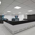 Modern Monitoring Room With Multiple Monitor Screens Workstations And Ceiling Lights