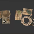 Traditional Household Items With Wooden Table Ceramic Containers Vintage Boxes And Coiled Rope