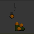 Modern Black Shotgun With Green And Orange Ammunition Isolated On Gray Background
