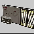 Traditional Exhibition Display With Bamboo Pattern Background Information Panel And Wooden Slatted Screen