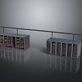 Modern Computer Server Racks Connected by Horizontal Bar in Data Center Setup 3d model