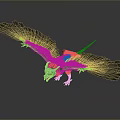 Mythical Creature 3D Render With Outstretched Brown Wings Blue Head In Flying Pose