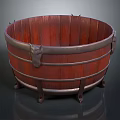 Household Wooden Barrel With Solid Wood Construction Metal Hoops And Sturdy Legs