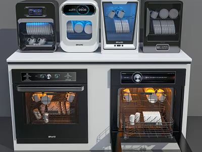 Modern Kitchen Interior With Sleek Cabinets And Integrated Dishwasher Oven Appliances 3d model